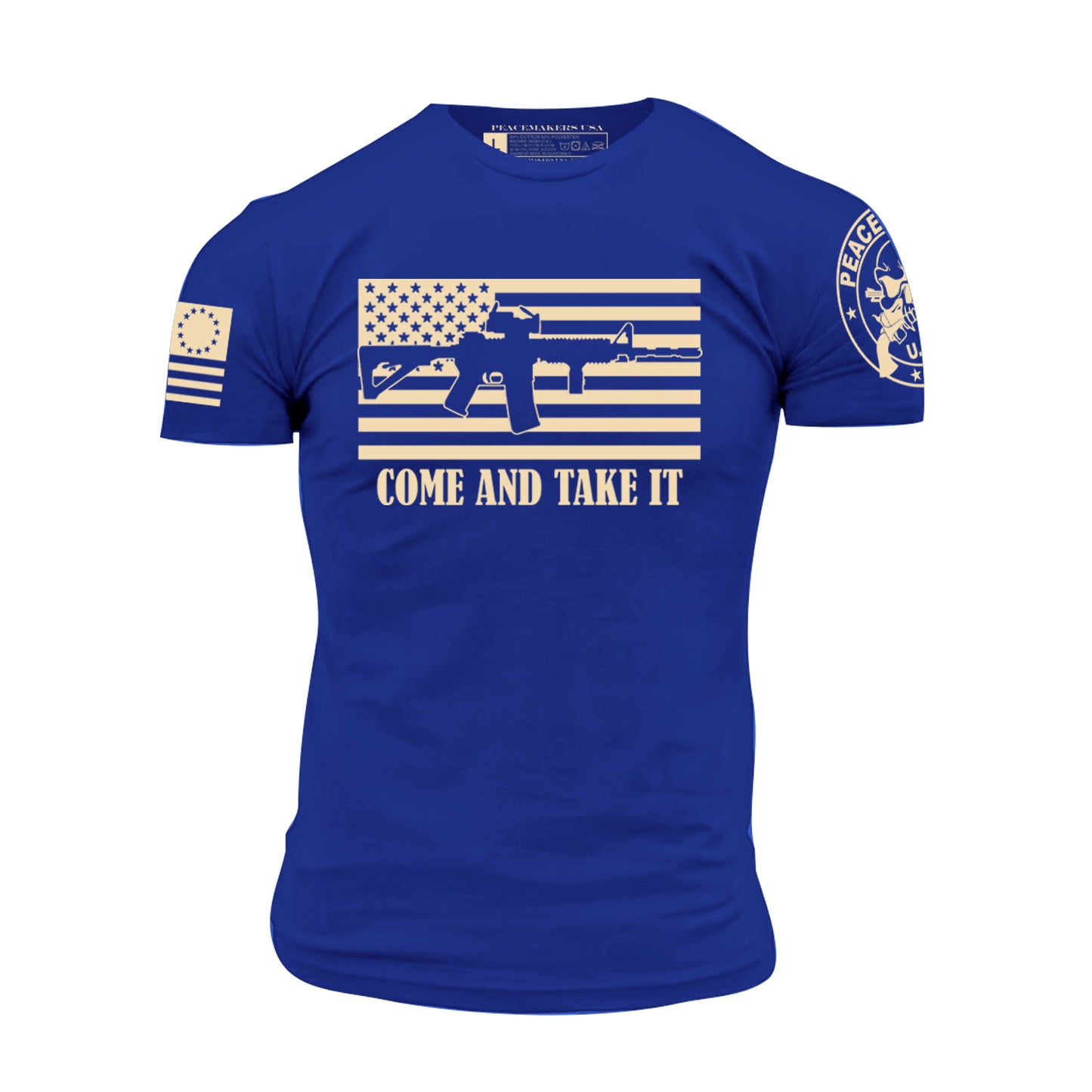 "COME AND TAKE IT" Authentic Military-Inspired T-Shirts by US Veterans - (Royal Blue)