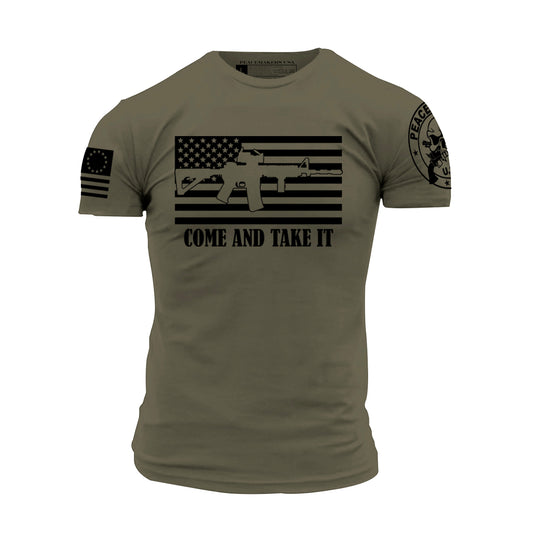 "COME AND TAKE IT" Authentic Military-Inspired T-Shirts by US Veterans - (Military Green)
