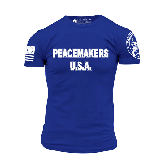 PEACEMAKERS USA Authentic Military-Inspired T-Shirts by US Veterans - (Royal Blue)