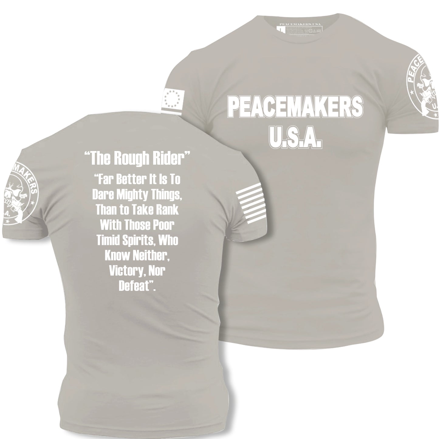 PEACEMAKERS USA Authentic Military-Inspired T-Shirts by US Veterans - (Sand)