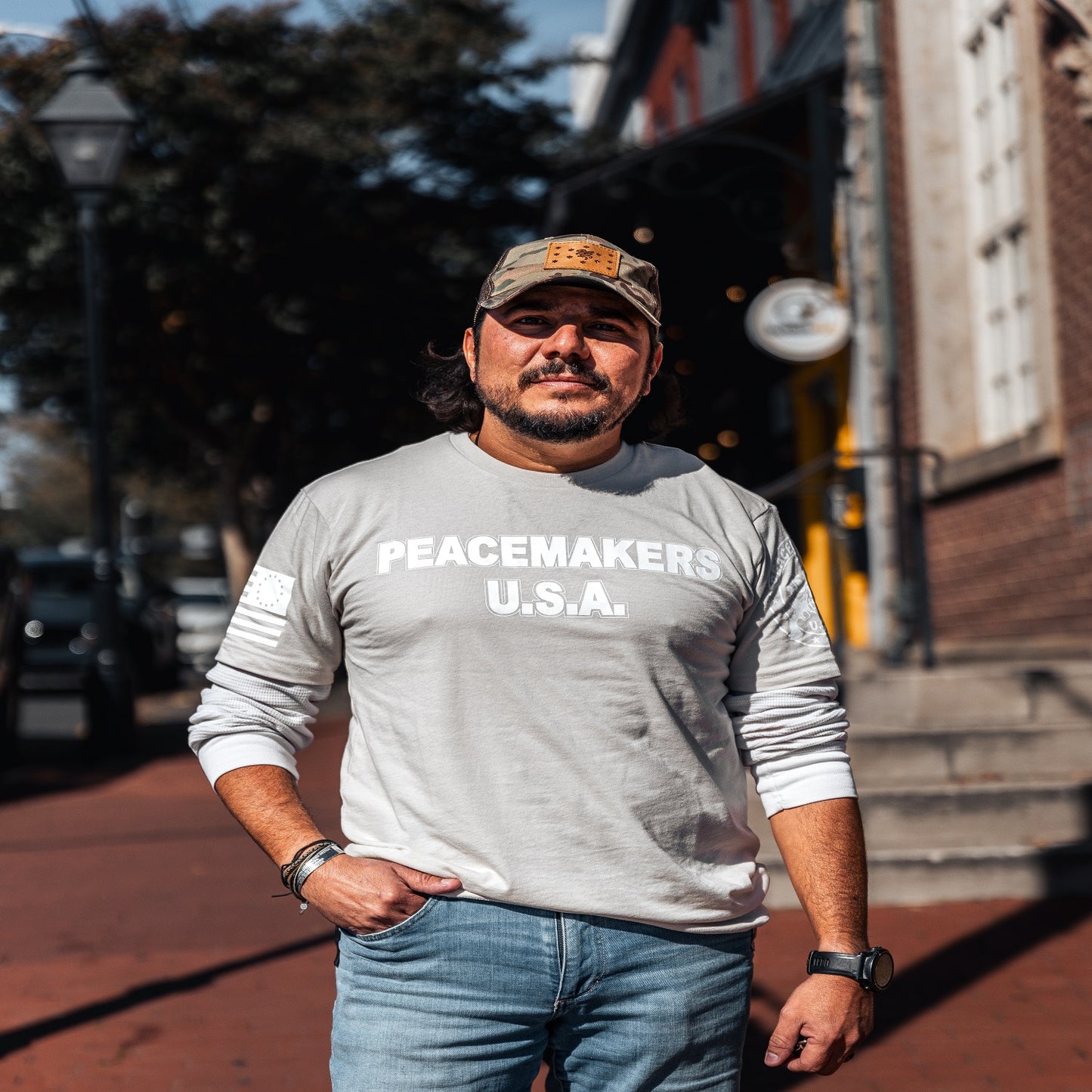 PEACEMAKERS USA Authentic Military-Inspired T-Shirts by US Veterans - (Sand)