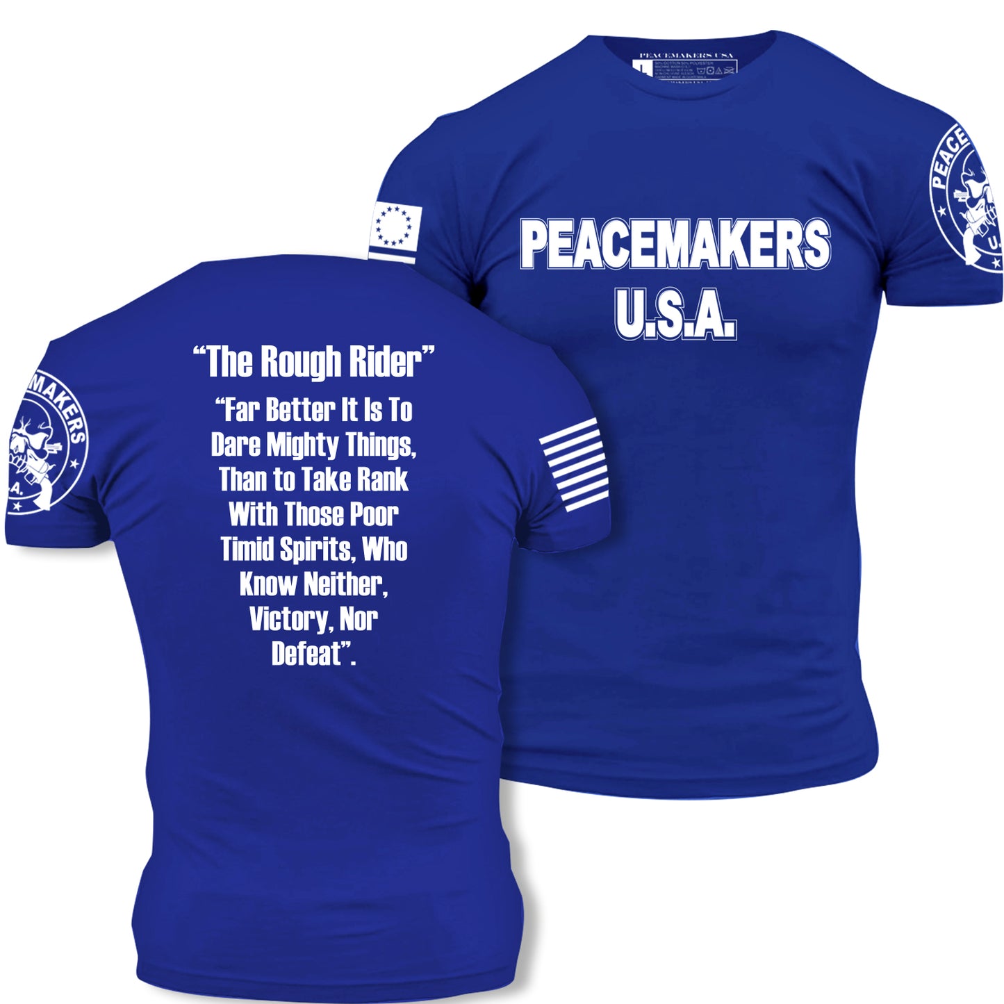 PEACEMAKERS USA Authentic Military-Inspired T-Shirts by US Veterans - (Royal Blue)